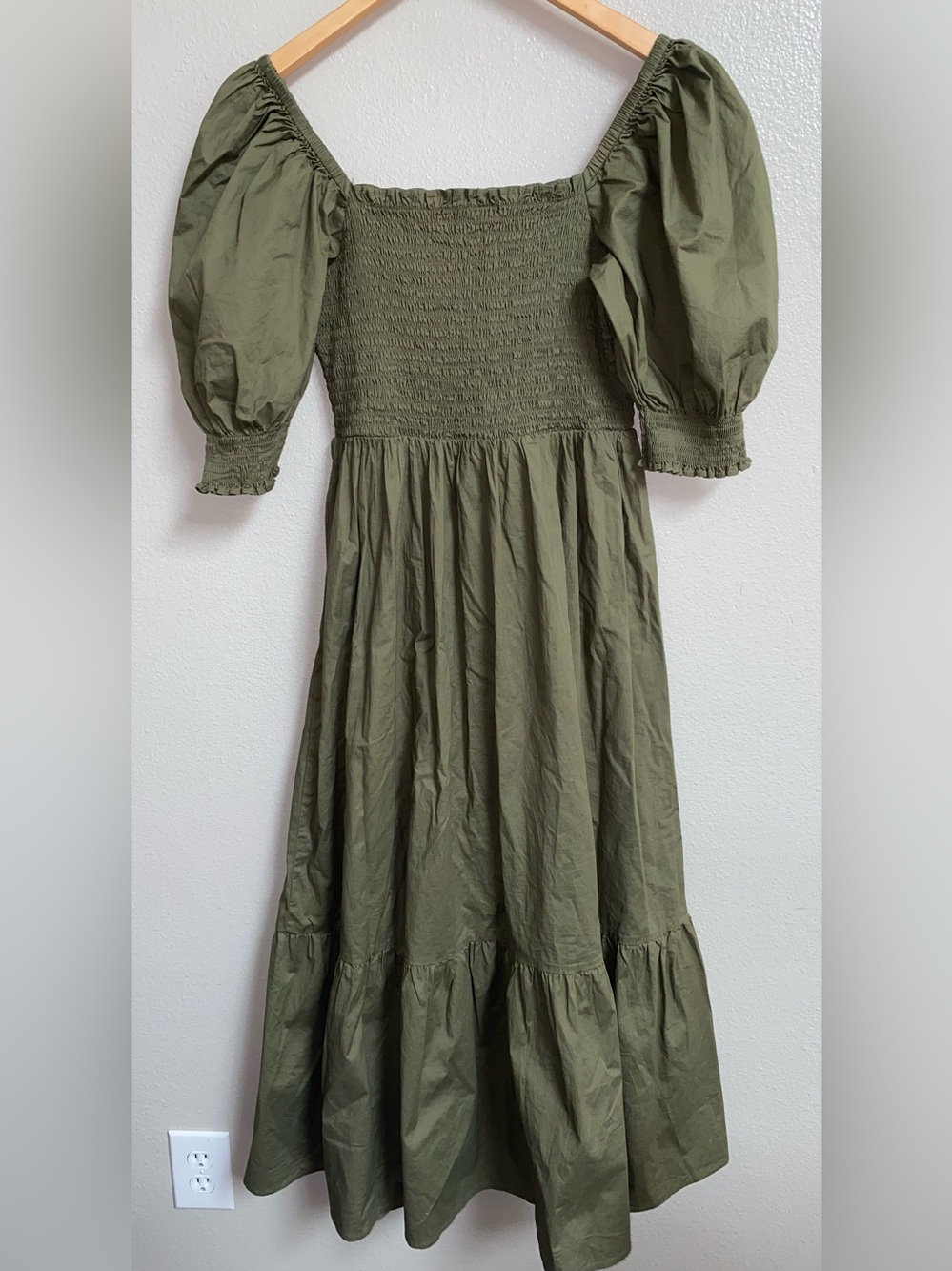 INC International Concepts Smocked Puff-Sleeve Maxi Dress Size M Cottagecore